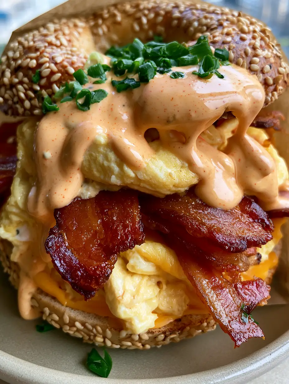 Chipotle Breakfast Bagel Sandwich: The Ultimate Gourmet Morning Recipe 3 A smartphone photo of a gourmet Chipotle Breakfast Bagel Sandwich held in parchment paper with vibrant green onions and melted cheese.