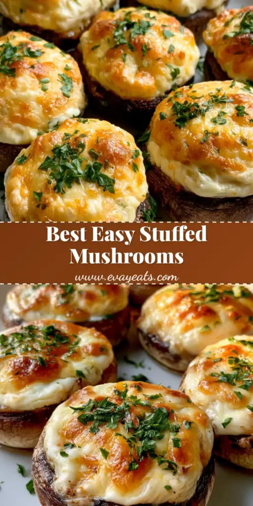 A close-up of Cream Cheese Stuffed Mushrooms on a white plate with bubbly golden cheese and parsley garnish.