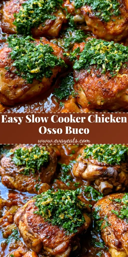 A handheld smartphone photo of a black cast iron skillet filled with Chicken Osso Buco, featuring golden-brown seared chicken thighs in a glossy reddish-brown sauce garnished with green gremolata.